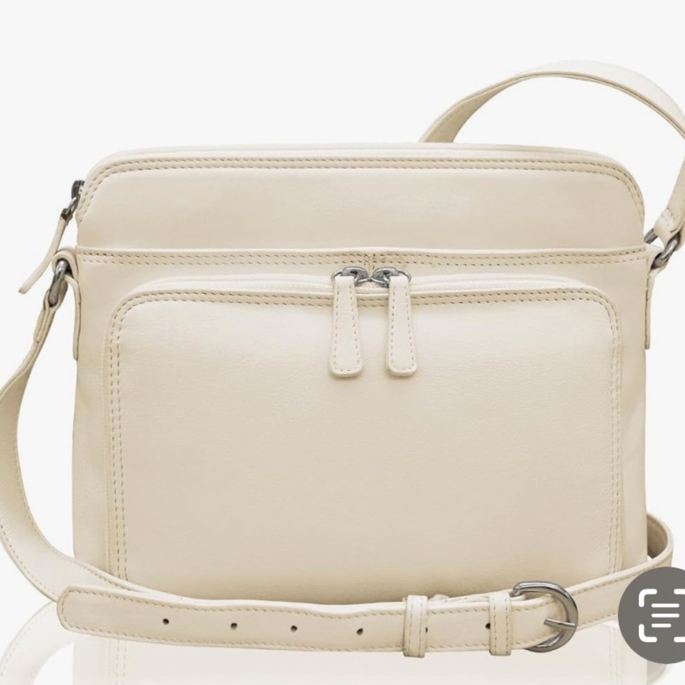 Cream Multi-Compartment Crossbody Bag